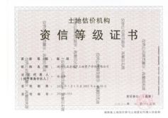2021年度土地估價(jià)機(jī)構(gòu)資信等級證書
